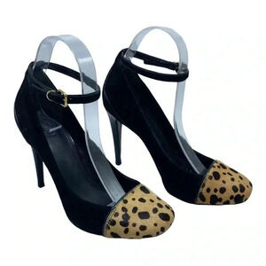 Leopard Print Black Stiletto Heels